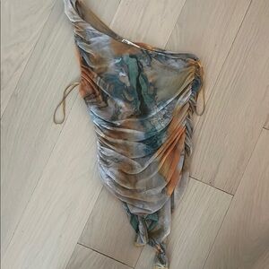 Zara One Shoulder Sheer Bodysuit